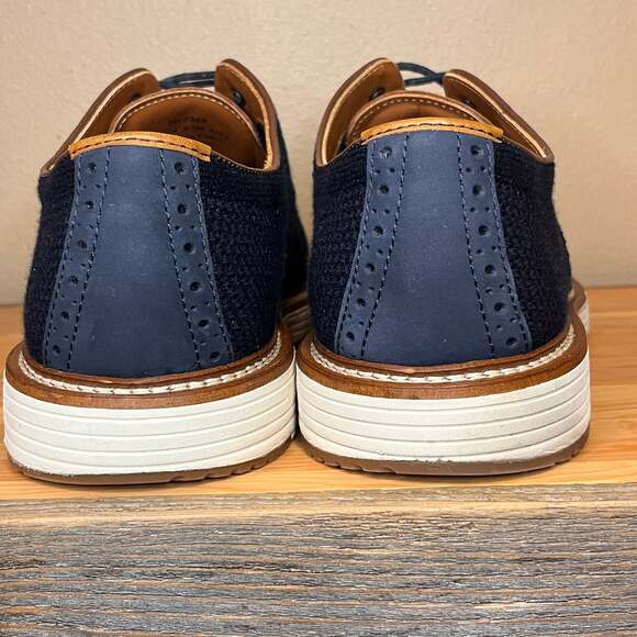 Johnston & Murphy Men's Upton Knit Wingtip Oxford in Navy - Picture 8 of 11